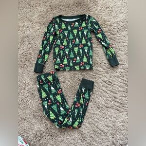 Old Navy Kids Pajama Set with Green and Red Tree Pattern